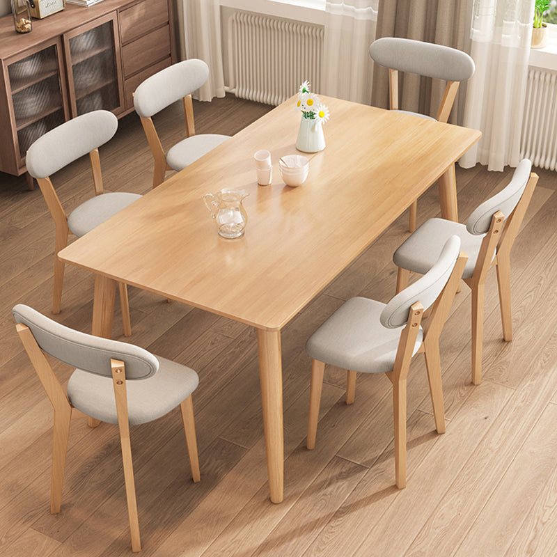 Rectangle 4 Legs Modern Dining Table Wood Color Fixed Table of Solid Wood Clearhalo ' dining_table' 'Dining Tables & Seating' 'Dining Tables' 'furn' 'furn_dining_table' 'Furniture' 'furniture_dining_table' 'Kitchen & Dining Furniture' 'kitchen&dining_furn' 'kitchen' 'kitchen_dining_table' 3642552