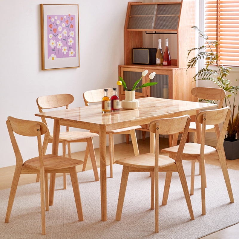 Rectangle Wood Color Dining Table Solid Wood Table Contemporary with 4 Legs Clearhalo ' dining_table' 'Dining Tables & Seating' 'Dining Tables' 'furn' 'furn_dining_table' 'Furniture' 'furniture_dining_table' 'Kitchen & Dining Furniture' 'kitchen&dining_furn' 'kitchen' 'kitchen_dining_table' 3642581