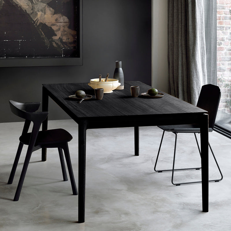 Modern Black Solid Wood Dining Table Rectangle Kitchen Dining Table with 4 Legs Base Clearhalo ' dining_table' 'Dining Tables & Seating' 'Dining Tables' 'Furniture' 'furniture_dining_table' 'Kitchen & Dining Furniture' 'kitchen&dining_furn' 'kitchen' 'kitchen_dining_table' 3642609