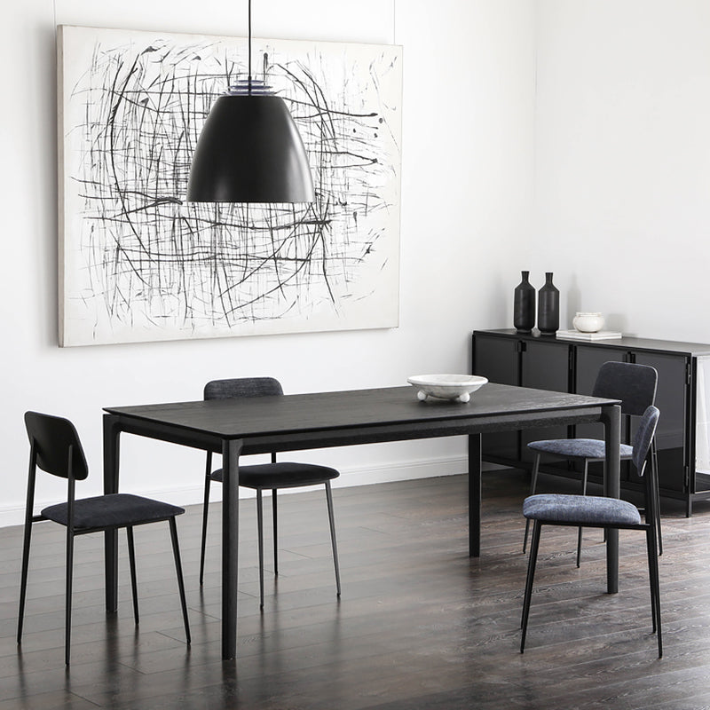 Modern Black Solid Wood Dining Table Rectangle Kitchen Dining Table with 4 Legs Base Clearhalo ' dining_table' 'Dining Tables & Seating' 'Dining Tables' 'Furniture' 'furniture_dining_table' 'Kitchen & Dining Furniture' 'kitchen&dining_furn' 'kitchen' 'kitchen_dining_table' 3642610