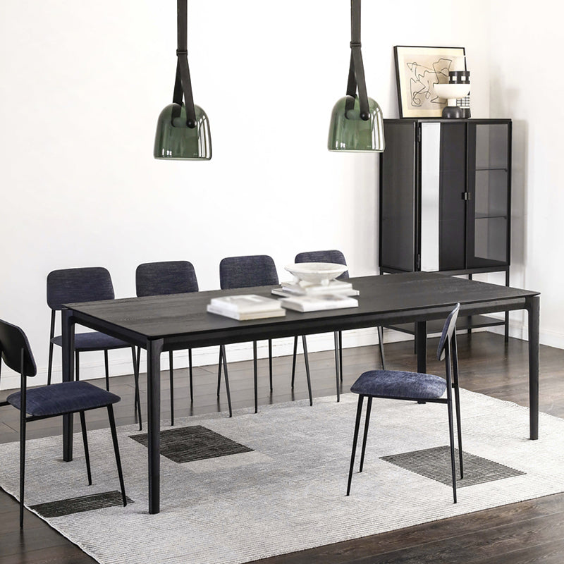 Modern Black Solid Wood Dining Table Rectangle Kitchen Dining Table with 4 Legs Base Clearhalo ' dining_table' 'Dining Tables & Seating' 'Dining Tables' 'Furniture' 'furniture_dining_table' 'Kitchen & Dining Furniture' 'kitchen&dining_furn' 'kitchen' 'kitchen_dining_table' 3642612