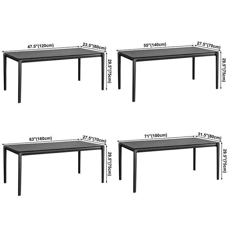 Modern Black Solid Wood Dining Table Rectangle Kitchen Dining Table with 4 Legs Base Clearhalo ' dining_table' 'Dining Tables & Seating' 'Dining Tables' 'Furniture' 'furniture_dining_table' 'Kitchen & Dining Furniture' 'kitchen&dining_furn' 'kitchen' 'kitchen_dining_table' 3642614