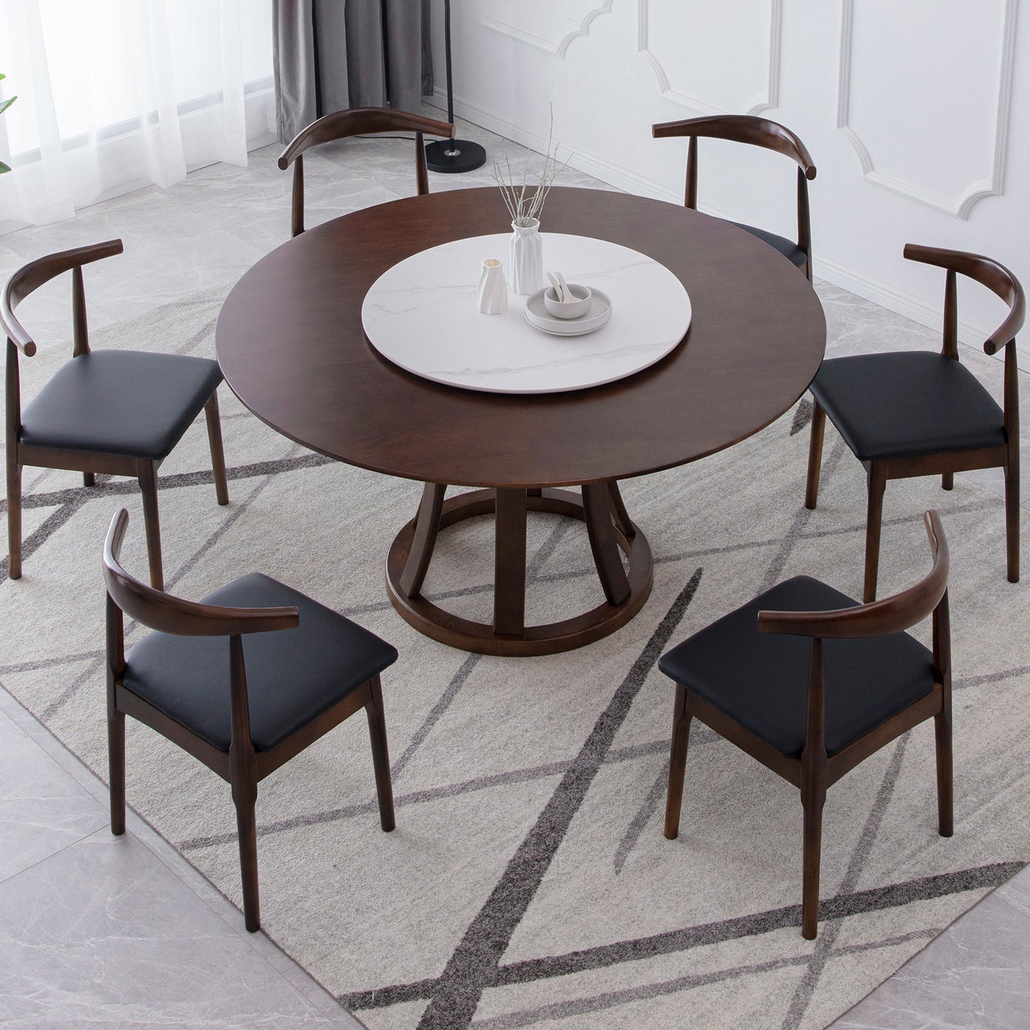 Modern Style Solid Wood Dining Table Brown Round Table with Pedestal Base Clearhalo ' dining_table' 'Dining Tables & Seating' 'Dining Tables' 'furn' 'furn_dining_table' 'Furniture' 'furniture_dining_table' 'Kitchen & Dining Furniture' 'kitchen&dining_furn' 'kitchen' 'kitchen_dining_table' 3642666