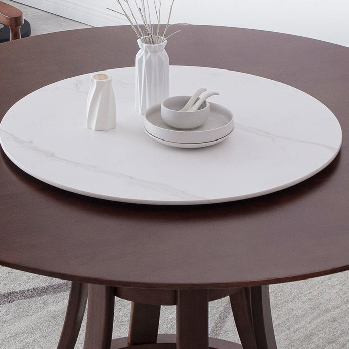 Modern Style Solid Wood Dining Table Brown Round Table with Pedestal Base Clearhalo ' dining_table' 'Dining Tables & Seating' 'Dining Tables' 'furn' 'furn_dining_table' 'Furniture' 'furniture_dining_table' 'Kitchen & Dining Furniture' 'kitchen&dining_furn' 'kitchen' 'kitchen_dining_table' 3642668
