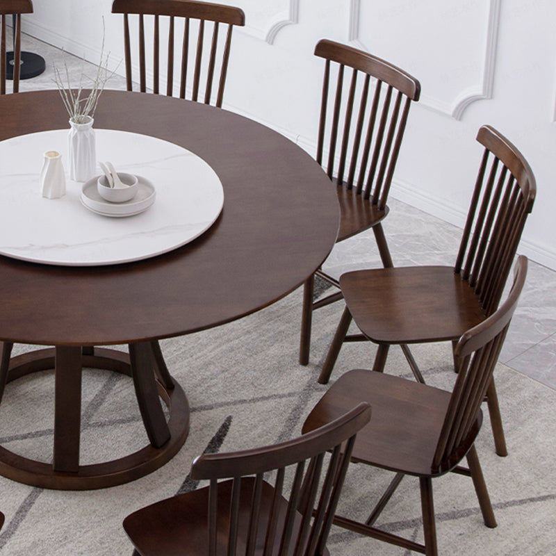 Modern Style Solid Wood Dining Table Brown Round Table with Pedestal Base Clearhalo ' dining_table' 'Dining Tables & Seating' 'Dining Tables' 'furn' 'furn_dining_table' 'Furniture' 'furniture_dining_table' 'Kitchen & Dining Furniture' 'kitchen&dining_furn' 'kitchen' 'kitchen_dining_table' 3642673