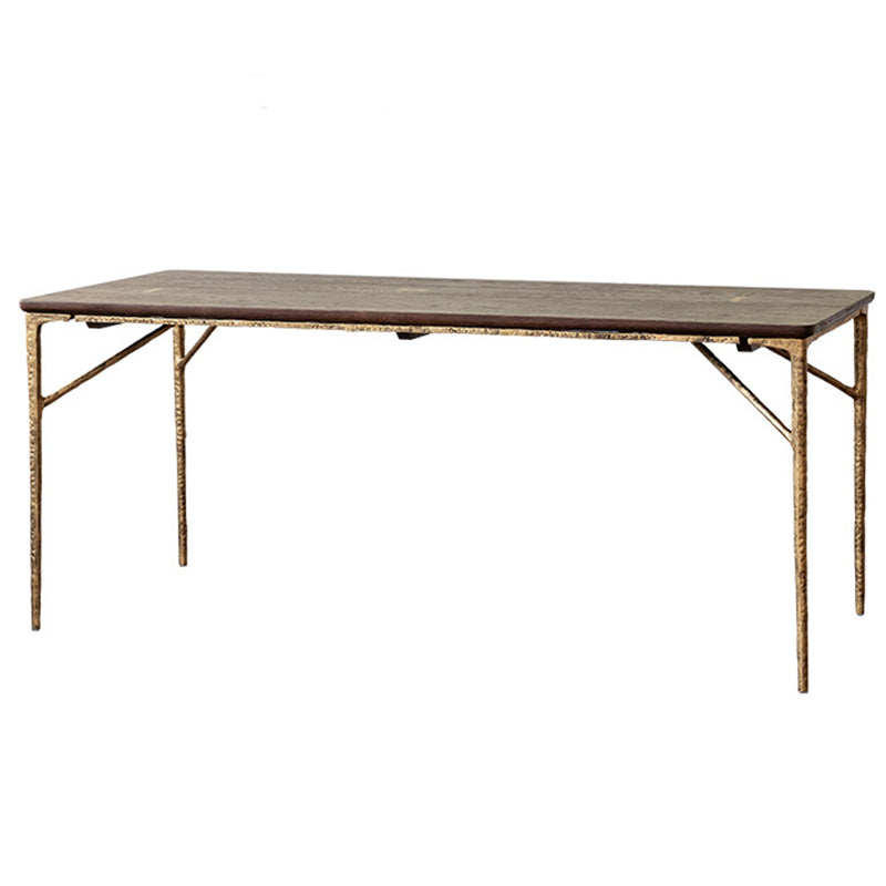 Contemporary Style Solid Wood Board Rectangle Dining Table 4 Legs Table for Home Gold Without Chairs Clearhalo ' dining_table' 'Dining Tables & Seating' 'Dining Tables' 'furn' 'furn_dining_table' 'Furniture' 'furniture_dining_table' 'Kitchen & Dining Furniture' 'kitchen&dining_furn' 'kitchen' 'kitchen_dining_table' 3642680