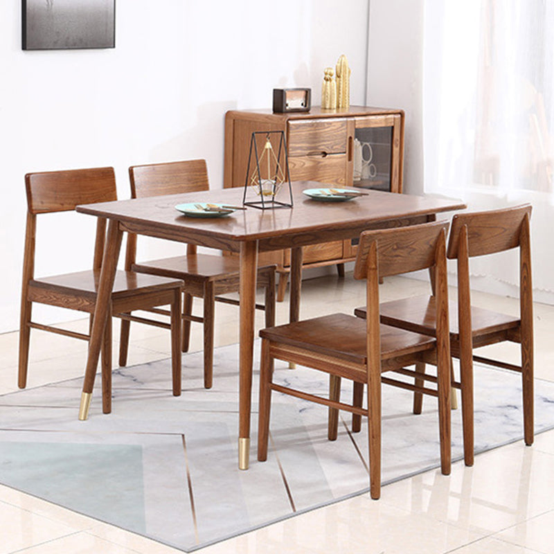 Contemporary Rectangle Dining Table Red gold sandalwood Solid Wood Table with 4 Legs Clearhalo ' dining_table' 'Dining Tables & Seating' 'Dining Tables' 'furn' 'furn_dining_table' 'Furniture' 'furniture_dining_table' 'Kitchen & Dining Furniture' 'kitchen&dining_furn' 'kitchen' 'kitchen_dining_table' 3642687
