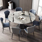 Modern Round Drop-Leaf Dining Table Sintered Stone Table with Pedestal Base,53.1"L x 33.5"W x 30"H Gray Without Chairs Clearhalo ' dining_table' 'Dining Tables & Seating' 'Dining Tables' 'furn' 'furn_dining_table' 'Furniture' 'furniture_dining_table' 'Kitchen & Dining Furniture' 'kitchen&dining_furn' 'kitchen' 'kitchen_dining_table' 3642704