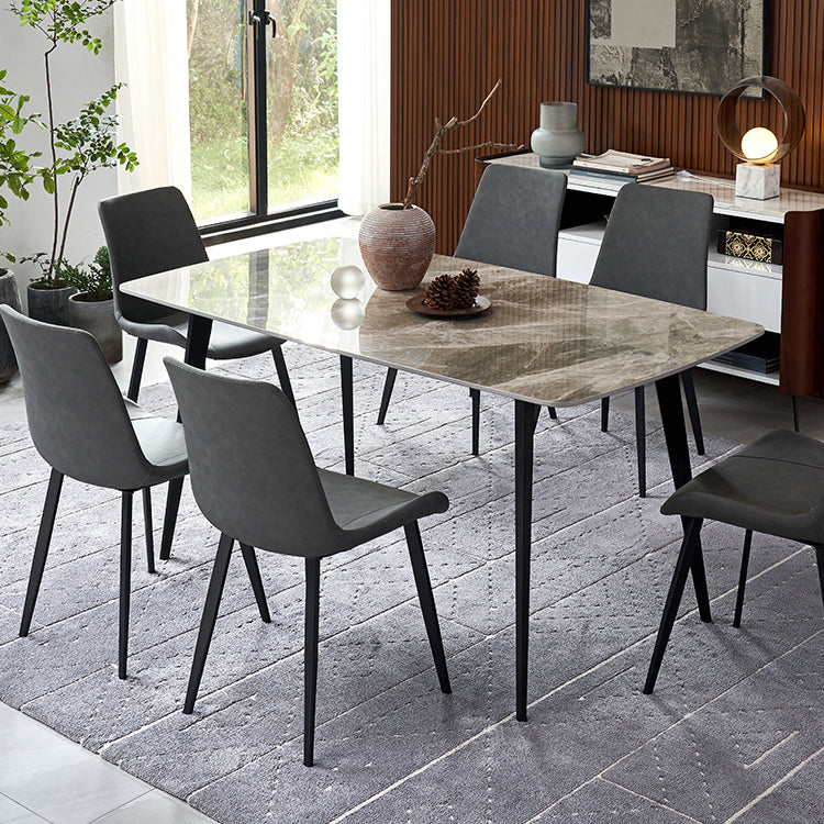 Metal Modern Rectangle Dining Table Sintered Stone Dining Table for Kitchen and Dining Room Clearhalo ' dining_table' 'Dining Tables & Seating' 'Dining Tables' 'furn' 'furn_dining_table' 'Furniture' 'furniture_dining_table' 'Kitchen & Dining Furniture' 'kitchen&dining_furn' 'kitchen' 'kitchen_dining_table' 3642715