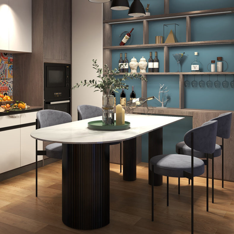 Modern Style Sintered Stone Dinner Room Kitchen Table White Table with Wooden Base Clearhalo ' dining_table' 'Dining Tables & Seating' 'Dining Tables' 'furn' 'furn_dining_table' 'Furniture' 'furniture_dining_table' 'Kitchen & Dining Furniture' 'kitchen&dining_furn' 'kitchen' 'kitchen_dining_table' 3642726