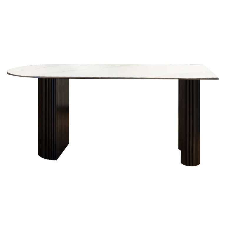 Modern Style Sintered Stone Dinner Room Kitchen Table White Table with Wooden Base Without Chairs Clearhalo ' dining_table' 'Dining Tables & Seating' 'Dining Tables' 'furn' 'furn_dining_table' 'Furniture' 'furniture_dining_table' 'Kitchen & Dining Furniture' 'kitchen&dining_furn' 'kitchen' 'kitchen_dining_table' 3642729