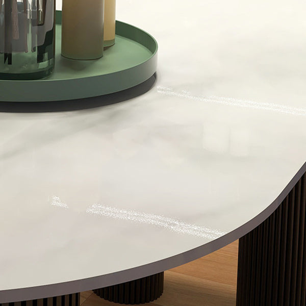 Modern Style Sintered Stone Dinner Room Kitchen Table White Table with Wooden Base Clearhalo ' dining_table' 'Dining Tables & Seating' 'Dining Tables' 'furn' 'furn_dining_table' 'Furniture' 'furniture_dining_table' 'Kitchen & Dining Furniture' 'kitchen&dining_furn' 'kitchen' 'kitchen_dining_table' 3642730