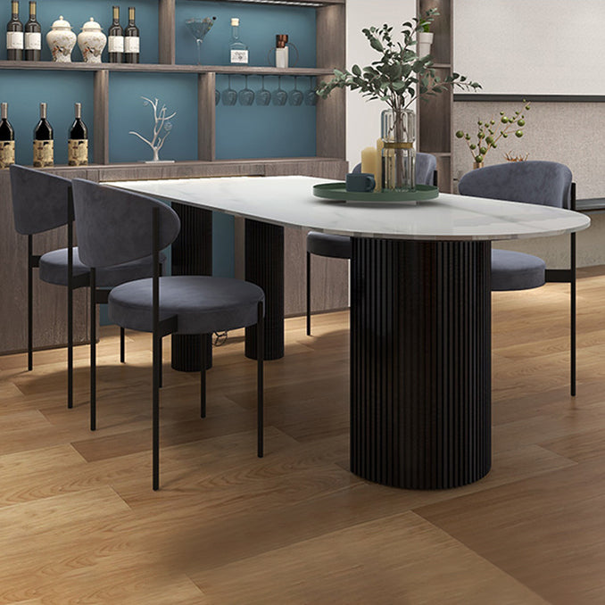 Modern Style Sintered Stone Dinner Room Kitchen Table White Table with Wooden Base Clearhalo ' dining_table' 'Dining Tables & Seating' 'Dining Tables' 'furn' 'furn_dining_table' 'Furniture' 'furniture_dining_table' 'Kitchen & Dining Furniture' 'kitchen&dining_furn' 'kitchen' 'kitchen_dining_table' 3642732