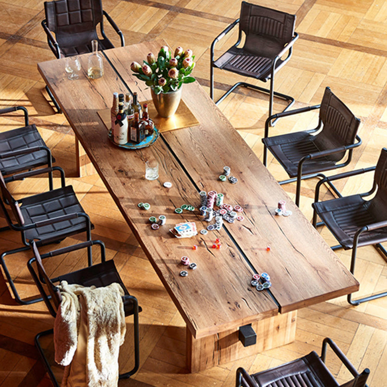 Minimalist Rectangle Shape Brown Dining Table Solid Wood Kitchen Dining Table with Trestle Base Clearhalo ' dining_table' 'Dining Tables & Seating' 'Dining Tables' 'furn' 'furn_dining_table' 'Furniture' 'furniture_dining_table' 'Kitchen & Dining Furniture' 'kitchen&dining_furn' 'kitchen' 'kitchen_dining_table' 3642733