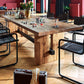 Minimalist Rectangle Shape Brown Dining Table Solid Wood Kitchen Dining Table with Trestle Base Clearhalo ' dining_table' 'Dining Tables & Seating' 'Dining Tables' 'furn' 'furn_dining_table' 'Furniture' 'furniture_dining_table' 'Kitchen & Dining Furniture' 'kitchen&dining_furn' 'kitchen' 'kitchen_dining_table' 3642734