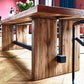 Minimalist Rectangle Shape Brown Dining Table Solid Wood Kitchen Dining Table with Trestle Base Clearhalo ' dining_table' 'Dining Tables & Seating' 'Dining Tables' 'furn' 'furn_dining_table' 'Furniture' 'furniture_dining_table' 'Kitchen & Dining Furniture' 'kitchen&dining_furn' 'kitchen' 'kitchen_dining_table' 3642735