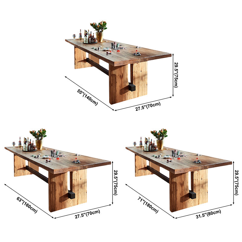 Minimalist Rectangle Shape Brown Dining Table Solid Wood Kitchen Dining Table with Trestle Base Clearhalo ' dining_table' 'Dining Tables & Seating' 'Dining Tables' 'furn' 'furn_dining_table' 'Furniture' 'furniture_dining_table' 'Kitchen & Dining Furniture' 'kitchen&dining_furn' 'kitchen' 'kitchen_dining_table' 3642738
