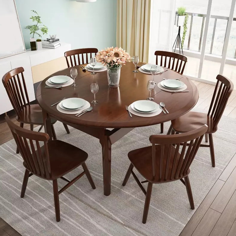 Contemporary Round Dining Table Rubberwood Solid Wood Table with 4 Legs Clearhalo ' dining_table' 'Dining Tables & Seating' 'Dining Tables' 'furn' 'furn_dining_table' 'Furniture' 'furniture_dining_table' 'Kitchen & Dining Furniture' 'kitchen&dining_furn' 'kitchen' 'kitchen_dining_table' 3642740