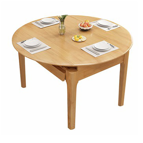 Contemporary Round Dining Table Rubberwood Solid Wood Table with 4 Legs Natural Without Chairs Clearhalo ' dining_table' 'Dining Tables & Seating' 'Dining Tables' 'furn' 'furn_dining_table' 'Furniture' 'furniture_dining_table' 'Kitchen & Dining Furniture' 'kitchen&dining_furn' 'kitchen' 'kitchen_dining_table' 3642741