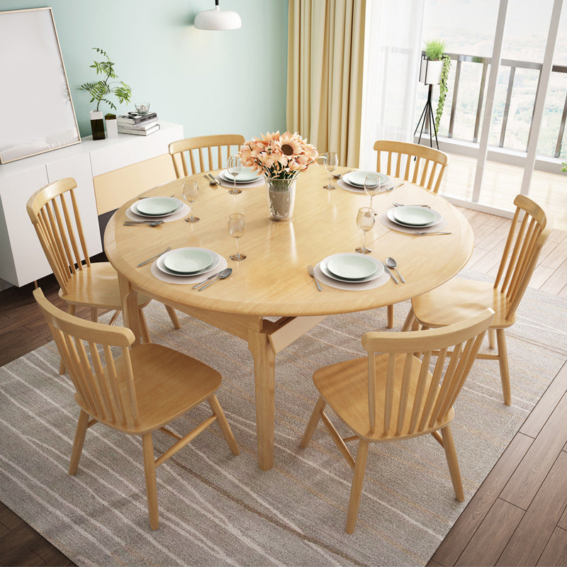 Contemporary Round Dining Table Rubberwood Solid Wood Table with 4 Legs Clearhalo ' dining_table' 'Dining Tables & Seating' 'Dining Tables' 'furn' 'furn_dining_table' 'Furniture' 'furniture_dining_table' 'Kitchen & Dining Furniture' 'kitchen&dining_furn' 'kitchen' 'kitchen_dining_table' 3642742