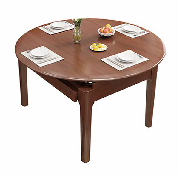 Contemporary Round Dining Table Rubberwood Solid Wood Table with 4 Legs Brown Without Chairs Clearhalo ' dining_table' 'Dining Tables & Seating' 'Dining Tables' 'furn' 'furn_dining_table' 'Furniture' 'furniture_dining_table' 'Kitchen & Dining Furniture' 'kitchen&dining_furn' 'kitchen' 'kitchen_dining_table' 3642745