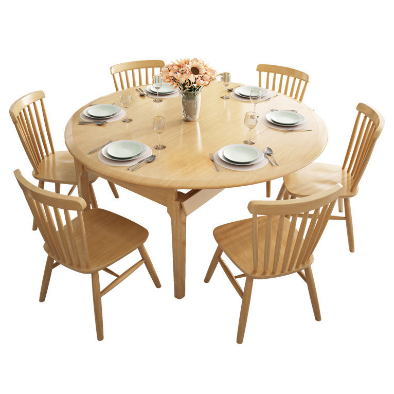 Contemporary Round Dining Table Rubberwood Solid Wood Table with 4 Legs Clearhalo ' dining_table' 'Dining Tables & Seating' 'Dining Tables' 'furn' 'furn_dining_table' 'Furniture' 'furniture_dining_table' 'Kitchen & Dining Furniture' 'kitchen&dining_furn' 'kitchen' 'kitchen_dining_table' 3642752