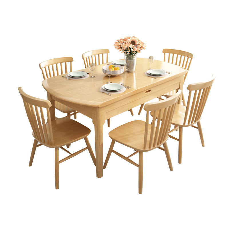 Contemporary Round Dining Table Rubberwood Solid Wood Table with 4 Legs Clearhalo ' dining_table' 'Dining Tables & Seating' 'Dining Tables' 'furn' 'furn_dining_table' 'Furniture' 'furniture_dining_table' 'Kitchen & Dining Furniture' 'kitchen&dining_furn' 'kitchen' 'kitchen_dining_table' 3642753
