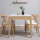 Rectangle Home Dining Table Simplicity Dinner Room Sintered Stone Table with 4 Wood Legs Clearhalo ' dining_table' 'Dining Tables & Seating' 'Dining Tables' 'furn' 'furn_dining_table' 'Furniture' 'furniture_dining_table' 'Kitchen & Dining Furniture' 'kitchen&dining_furn' 'kitchen' 'kitchen_dining_table' 3642755