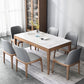 Rectangle Home Dining Table Simplicity Dinner Room Sintered Stone Table with 4 Wood Legs Brown Without Chairs Clearhalo ' dining_table' 'Dining Tables & Seating' 'Dining Tables' 'furn' 'furn_dining_table' 'Furniture' 'furniture_dining_table' 'Kitchen & Dining Furniture' 'kitchen&dining_furn' 'kitchen' 'kitchen_dining_table' 3642756