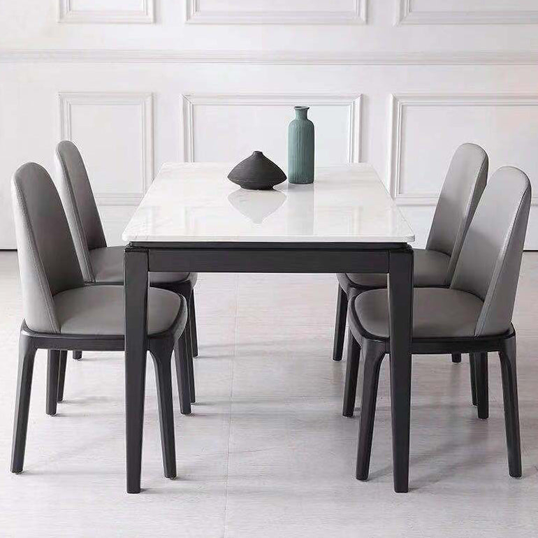 Rectangle Home Dining Table Simplicity Dinner Room Sintered Stone Table with 4 Wood Legs Black Without Chairs Clearhalo ' dining_table' 'Dining Tables & Seating' 'Dining Tables' 'furn' 'furn_dining_table' 'Furniture' 'furniture_dining_table' 'Kitchen & Dining Furniture' 'kitchen&dining_furn' 'kitchen' 'kitchen_dining_table' 3642758