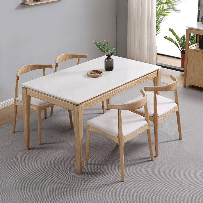 Rectangle Home Dining Table Simplicity Dinner Room Sintered Stone Table with 4 Wood Legs Clearhalo ' dining_table' 'Dining Tables & Seating' 'Dining Tables' 'furn' 'furn_dining_table' 'Furniture' 'furniture_dining_table' 'Kitchen & Dining Furniture' 'kitchen&dining_furn' 'kitchen' 'kitchen_dining_table' 3642759