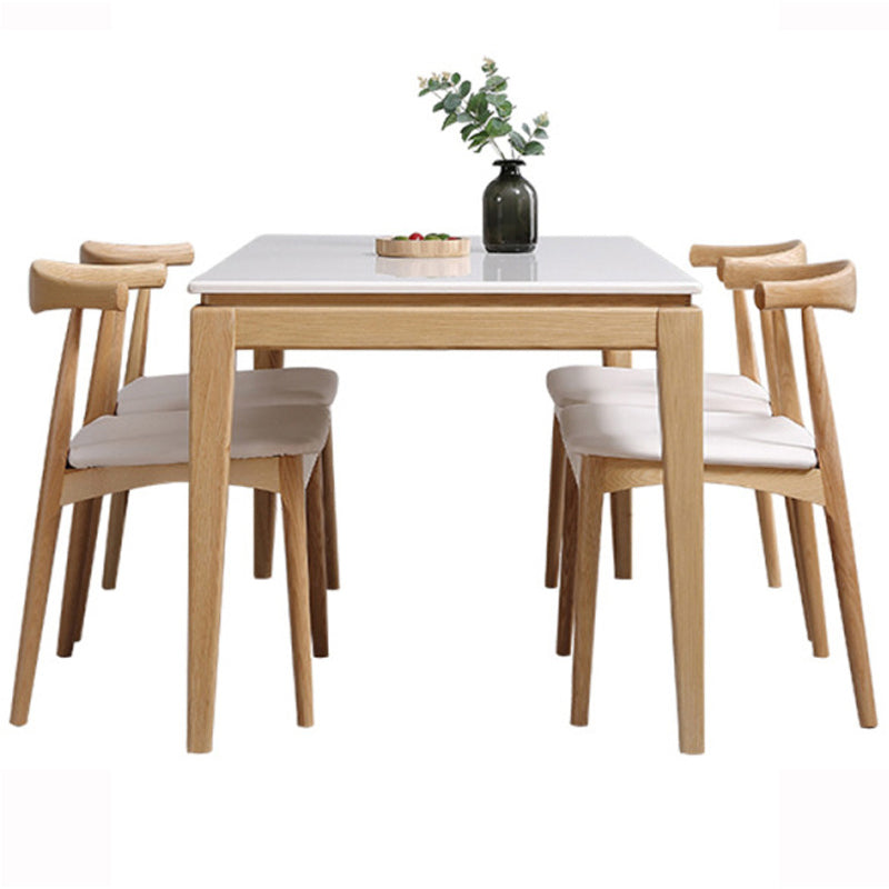 Rectangle Home Dining Table Simplicity Dinner Room Sintered Stone Table with 4 Wood Legs Clearhalo ' dining_table' 'Dining Tables & Seating' 'Dining Tables' 'furn' 'furn_dining_table' 'Furniture' 'furniture_dining_table' 'Kitchen & Dining Furniture' 'kitchen&dining_furn' 'kitchen' 'kitchen_dining_table' 3642765
