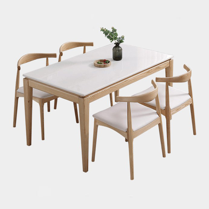 Rectangle Home Dining Table Simplicity Dinner Room Sintered Stone Table with 4 Wood Legs Clearhalo ' dining_table' 'Dining Tables & Seating' 'Dining Tables' 'furn' 'furn_dining_table' 'Furniture' 'furniture_dining_table' 'Kitchen & Dining Furniture' 'kitchen&dining_furn' 'kitchen' 'kitchen_dining_table' 3642766