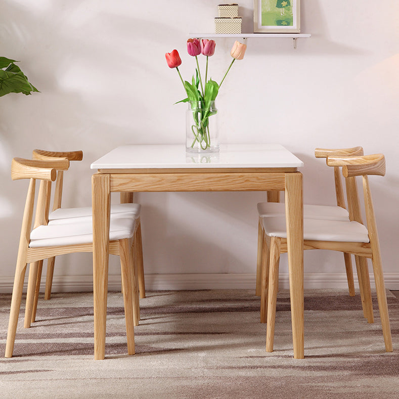 Rectangle Home Dining Table Simplicity Dinner Room Sintered Stone Table with 4 Wood Legs Clearhalo ' dining_table' 'Dining Tables & Seating' 'Dining Tables' 'furn' 'furn_dining_table' 'Furniture' 'furniture_dining_table' 'Kitchen & Dining Furniture' 'kitchen&dining_furn' 'kitchen' 'kitchen_dining_table' 3642767