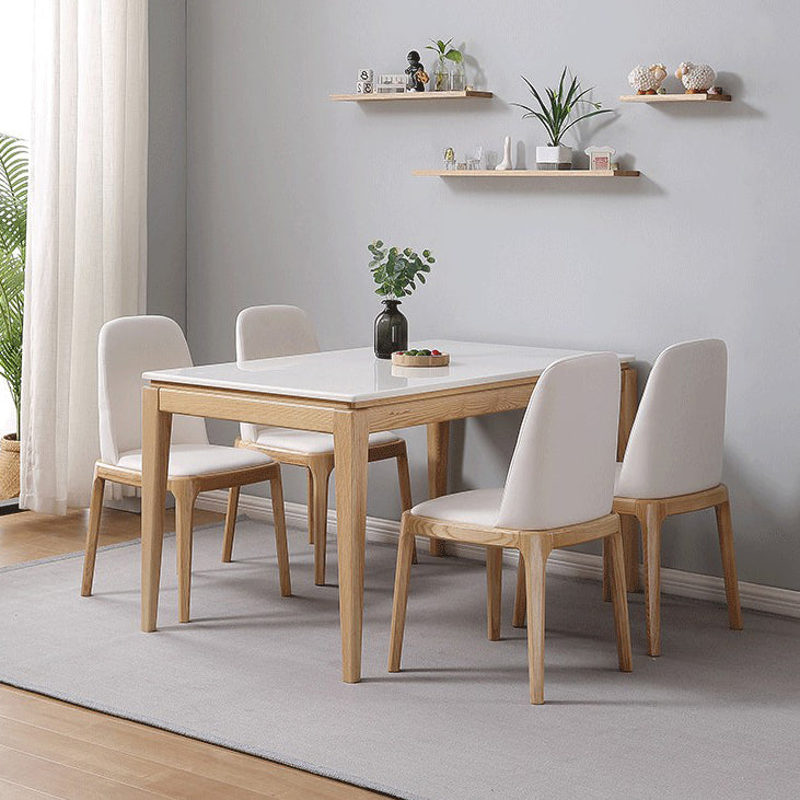 Rectangle Home Dining Table Simplicity Dinner Room Sintered Stone Table with 4 Wood Legs Clearhalo ' dining_table' 'Dining Tables & Seating' 'Dining Tables' 'furn' 'furn_dining_table' 'Furniture' 'furniture_dining_table' 'Kitchen & Dining Furniture' 'kitchen&dining_furn' 'kitchen' 'kitchen_dining_table' 3642769