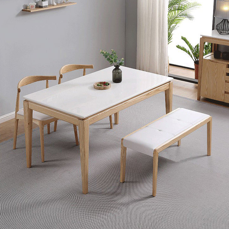 Rectangle Home Dining Table Simplicity Dinner Room Sintered Stone Table with 4 Wood Legs Clearhalo ' dining_table' 'Dining Tables & Seating' 'Dining Tables' 'furn' 'furn_dining_table' 'Furniture' 'furniture_dining_table' 'Kitchen & Dining Furniture' 'kitchen&dining_furn' 'kitchen' 'kitchen_dining_table' 3642770