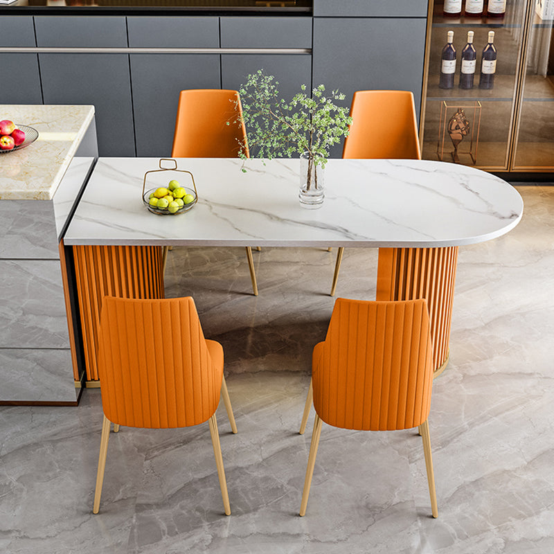 Metal Contemporary Free Form Dining Table Sintered Stone Table for Kitchen and Dining Room Clearhalo ' dining_table' 'Dining Tables & Seating' 'Dining Tables' 'furn' 'furn_dining_table' 'Furniture' 'furniture_dining_table' 'Kitchen & Dining Furniture' 'kitchen&dining_furn' 'kitchen' 'kitchen_dining_table' 3642772