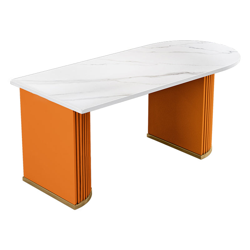 Metal Contemporary Free Form Dining Table Sintered Stone Table for Kitchen and Dining Room Orange Without Chairs Clearhalo ' dining_table' 'Dining Tables & Seating' 'Dining Tables' 'furn' 'furn_dining_table' 'Furniture' 'furniture_dining_table' 'Kitchen & Dining Furniture' 'kitchen&dining_furn' 'kitchen' 'kitchen_dining_table' 3642774