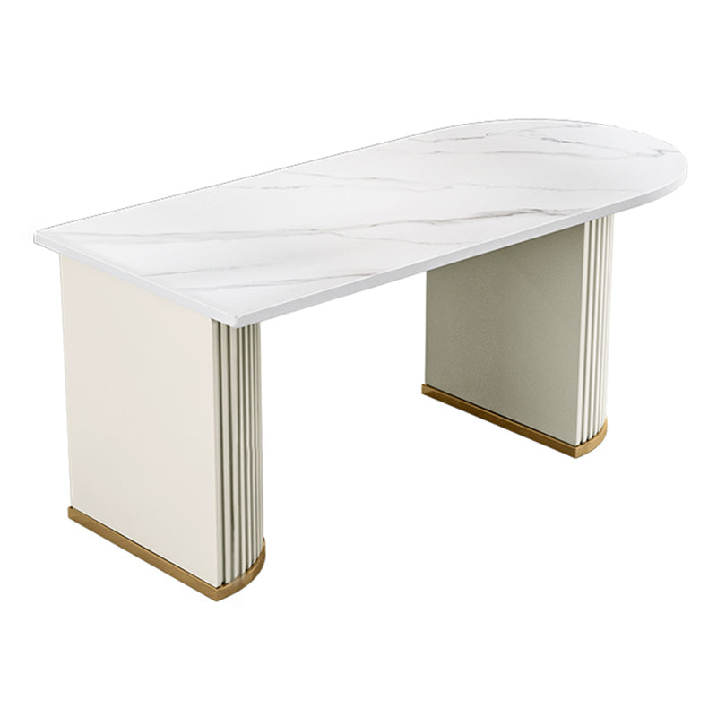 Metal Contemporary Free Form Dining Table Sintered Stone Table for Kitchen and Dining Room White Without Chairs Clearhalo ' dining_table' 'Dining Tables & Seating' 'Dining Tables' 'furn' 'furn_dining_table' 'Furniture' 'furniture_dining_table' 'Kitchen & Dining Furniture' 'kitchen&dining_furn' 'kitchen' 'kitchen_dining_table' 3642775