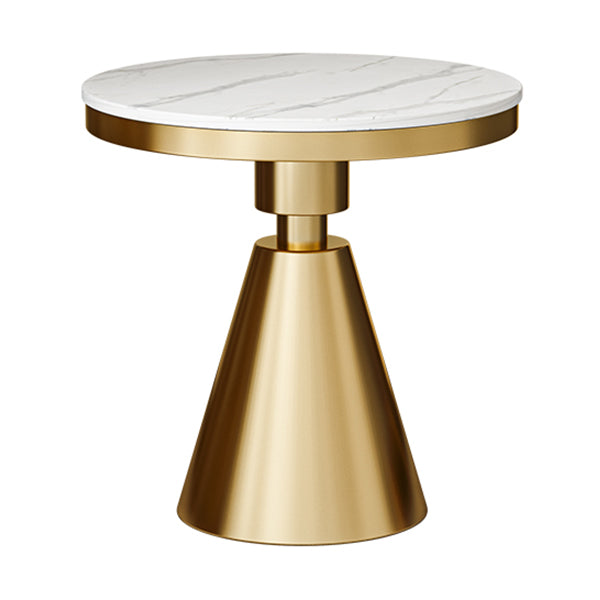 Modern Style Sintered Stone Dining Table Round Table with Pedestal Base White Gold Clearhalo ' dining_table' 'Dining Tables & Seating' 'Dining Tables' 'furn' 'furn_dining_table' 'Furniture' 'furniture_dining_table' 'Kitchen & Dining Furniture' 'kitchen&dining_furn' 'kitchen' 'kitchen_dining_table' 3642783
