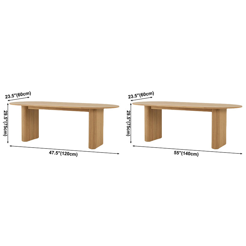 Contemporary Solid Wood Table Oval Double Pedestal Home Kitchen Furniture Clearhalo ' dining_table' 'Dining Tables & Seating' 'Dining Tables' 'furn' 'furn_dining_table' 'Furniture' 'furniture_dining_table' 'Kitchen & Dining Furniture' 'kitchen&dining_furn' 'kitchen' 'kitchen_dining_table' 3642797