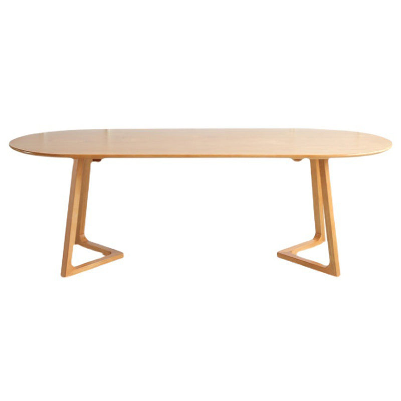 Contemporary Oval Dining Table Pine Solid Wood Table with Double Pedestal Without Chairs Clearhalo ' dining_table' 'Dining Tables & Seating' 'Dining Tables' 'furn' 'furn_dining_table' 'Furniture' 'furniture_dining_table' 'Kitchen & Dining Furniture' 'kitchen&dining_furn' 'kitchen' 'kitchen_dining_table' 3642828