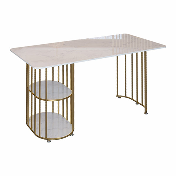 Metal Contemporary Rectangle Dining Table Sintered Stone Table for Kitchen and Dining Room White 55.1"L x 31.5"W x 29.5"H Without Chairs Clearhalo ' dining_table' 'Dining Tables & Seating' 'Dining Tables' 'furn' 'furn_dining_table' 'Furniture' 'furniture_dining_table' 'Kitchen & Dining Furniture' 'kitchen&dining_furn' 'kitchen' 'kitchen_dining_table' 3642840