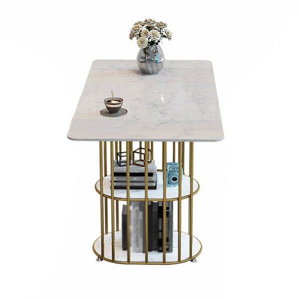 Metal Contemporary Rectangle Dining Table Sintered Stone Table for Kitchen and Dining Room Gloss White Without Chairs Clearhalo ' dining_table' 'Dining Tables & Seating' 'Dining Tables' 'furn' 'furn_dining_table' 'Furniture' 'furniture_dining_table' 'Kitchen & Dining Furniture' 'kitchen&dining_furn' 'kitchen' 'kitchen_dining_table' 3642841