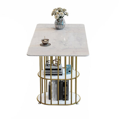 Metal Contemporary Rectangle Dining Table Sintered Stone Table for Kitchen and Dining Room Gloss White Without Chairs Clearhalo ' dining_table' 'Dining Tables & Seating' 'Dining Tables' 'furn' 'furn_dining_table' 'Furniture' 'furniture_dining_table' 'Kitchen & Dining Furniture' 'kitchen&dining_furn' 'kitchen' 'kitchen_dining_table' 3642841