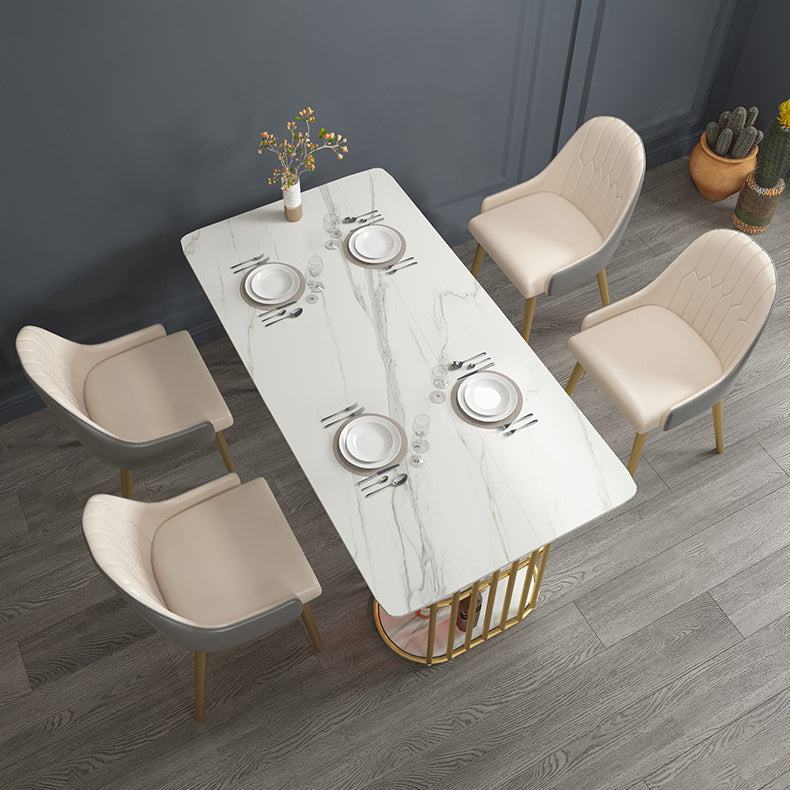Metal Contemporary Rectangle Dining Table Sintered Stone Table for Kitchen and Dining Room Clearhalo ' dining_table' 'Dining Tables & Seating' 'Dining Tables' 'furn' 'furn_dining_table' 'Furniture' 'furniture_dining_table' 'Kitchen & Dining Furniture' 'kitchen&dining_furn' 'kitchen' 'kitchen_dining_table' 3642852
