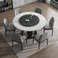Modern Round Shape Kitchen Dining Table Sintered Stone Standard Dining Table with Pedestal Base White Without Chairs Clearhalo ' dining_table' 'Dining Tables & Seating' 'Dining Tables' 'furn' 'furn_dining_table' 'Furniture' 'furniture_dining_table' 'Kitchen & Dining Furniture' 'kitchen&dining_furn' 'kitchen' 'kitchen_dining_table' 3642880