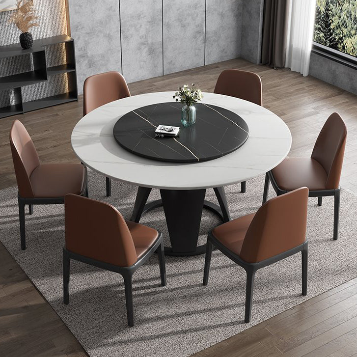 Modern Round Shape Kitchen Dining Table Sintered Stone Standard Dining Table with Pedestal Base Clearhalo ' dining_table' 'Dining Tables & Seating' 'Dining Tables' 'furn' 'furn_dining_table' 'Furniture' 'furniture_dining_table' 'Kitchen & Dining Furniture' 'kitchen&dining_furn' 'kitchen' 'kitchen_dining_table' 3642881