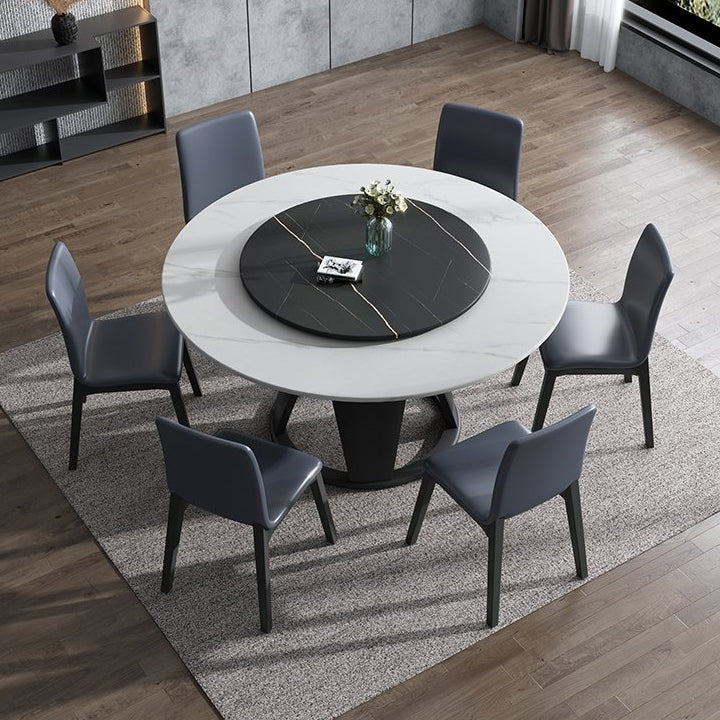Modern Round Shape Kitchen Dining Table Sintered Stone Standard Dining Table with Pedestal Base Clearhalo ' dining_table' 'Dining Tables & Seating' 'Dining Tables' 'furn' 'furn_dining_table' 'Furniture' 'furniture_dining_table' 'Kitchen & Dining Furniture' 'kitchen&dining_furn' 'kitchen' 'kitchen_dining_table' 3642882