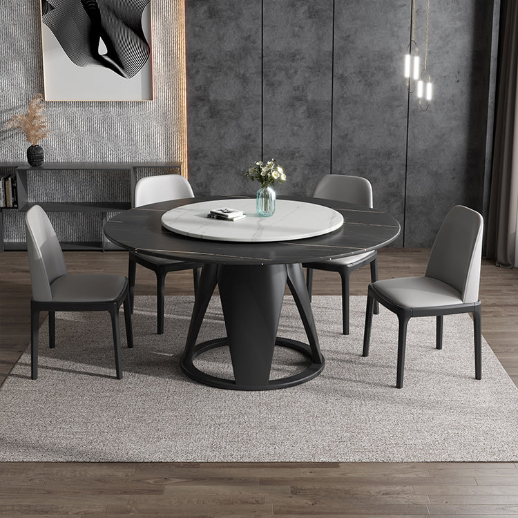 Modern Round Shape Kitchen Dining Table Sintered Stone Standard Dining Table with Pedestal Base Clearhalo ' dining_table' 'Dining Tables & Seating' 'Dining Tables' 'furn' 'furn_dining_table' 'Furniture' 'furniture_dining_table' 'Kitchen & Dining Furniture' 'kitchen&dining_furn' 'kitchen' 'kitchen_dining_table' 3642883